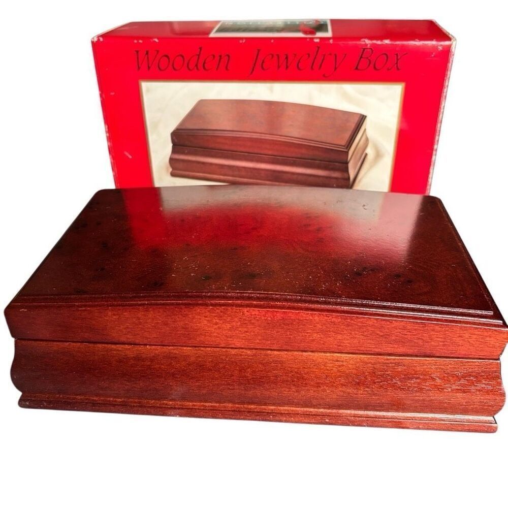 Classic Wooden Jewelry Box - Mahogany Brown